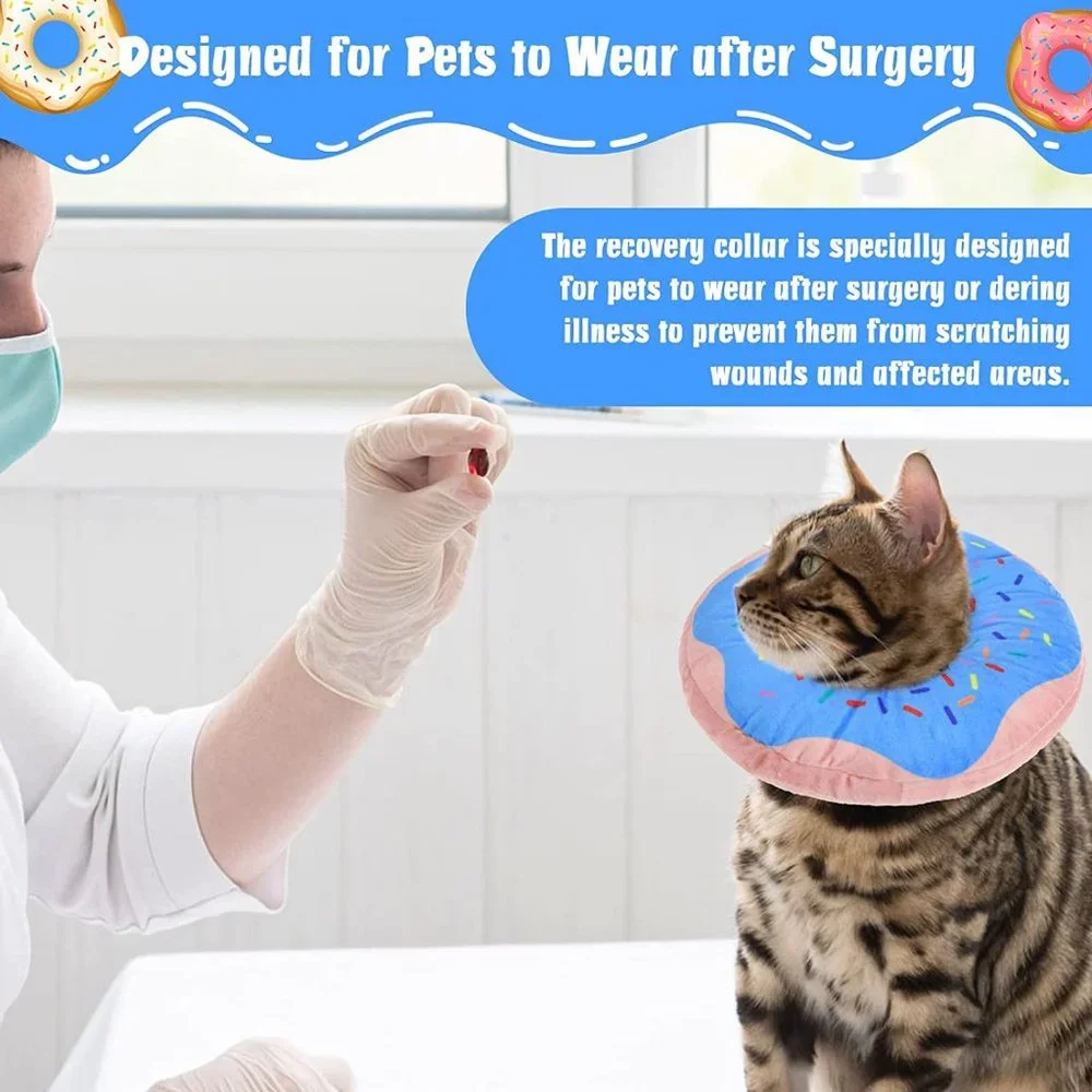 Dog or Cat Recovery Collar Soft, Cute Donut Cone Wound Healing Protective Cone